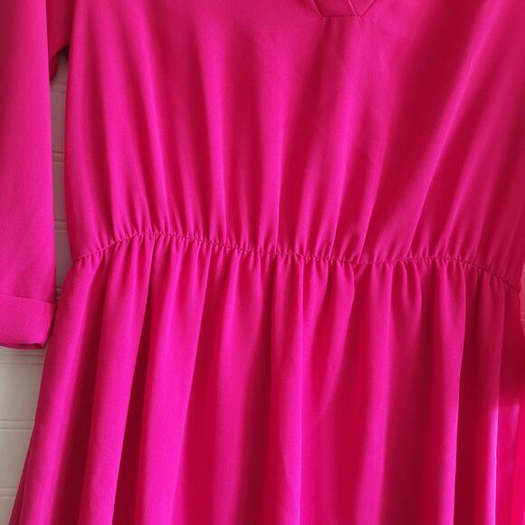 Everly Dress Womens Small Pink 3/4 Sleeve V Neck Elastic Waist Partly Lined USA - Picture 4 of 12